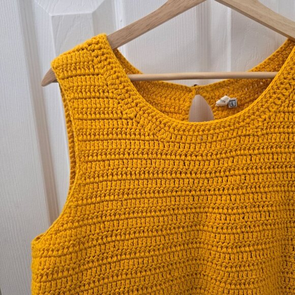 Moth Handmade Yellow Crochet Sweater Tank Top Large Keyhole Cotton Swanktop rop‎ - Picture 6 of 6